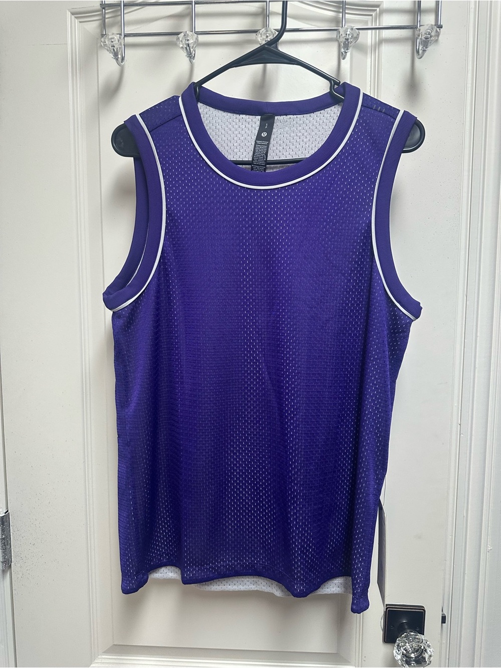 Men’s NWT Lululemon Purple - grey reversible Mesh Basketball Jersey White Trim